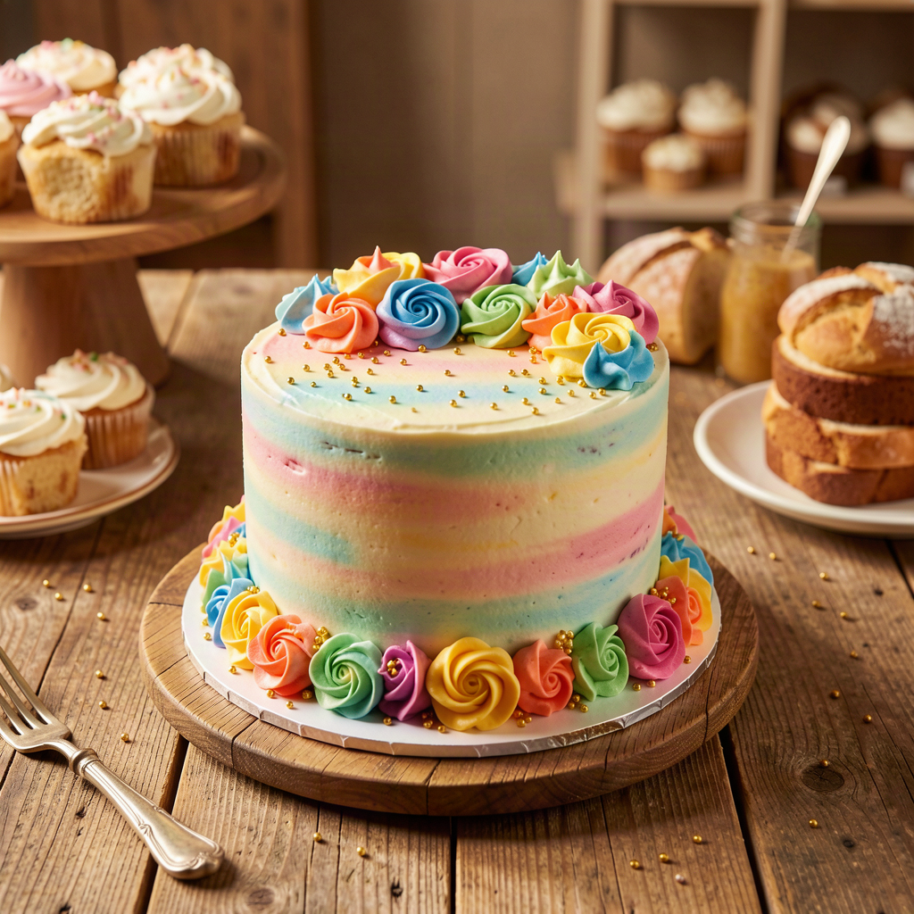 Gold & Floral Birthday Cake